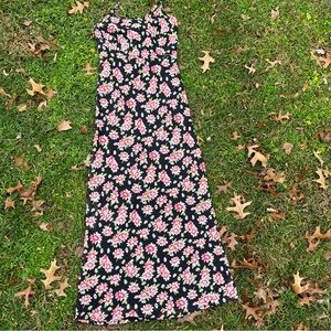 Vintage Esprit Black Floral Midi Dress
